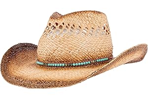 MIX BROWN Straw Cowboy Hats Cowgirl Hat Western Cowboy Hat Rancher Hat for Men Women, Exquisite Decoration Band