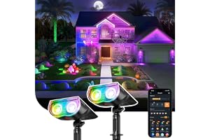 Linkind Smart Solar Spot Lights Outdoor SL5C, IP67 Halloween Lights Outdoor | RGBTW Color Changing Halloween Decoration, APP/Voice Control Solar Landscape Outdoor Lights for Yard, Garden, Pathway(2 Pack)