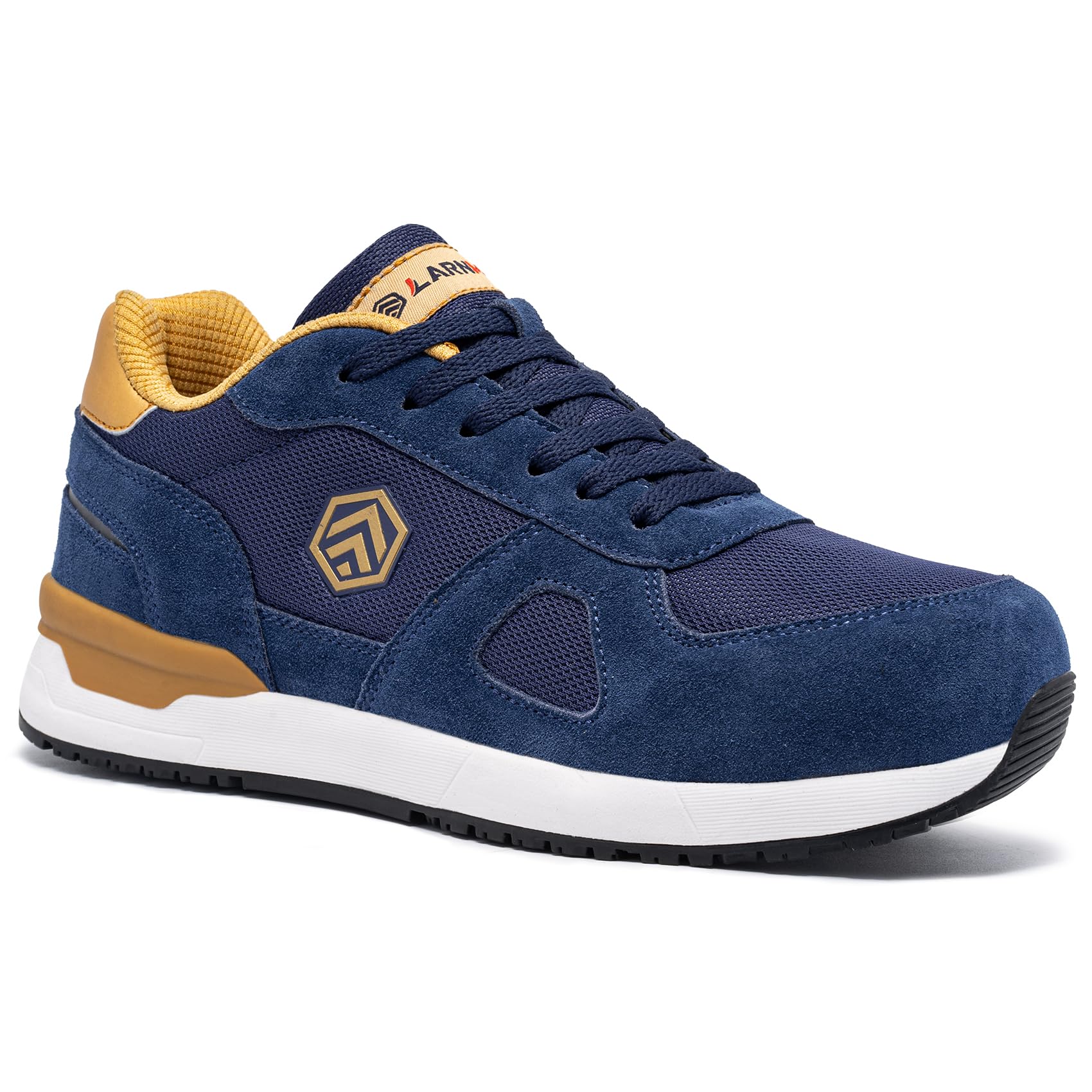 LARNMERN PRO Arbeitsschuhe Herren Sicherheitsschuhe Herren Arbeitsschuhe mit Stahlkappe Leicht SRC rutschfest Sportlich Schutzschuhe Saphirblau Größe 44 EU 6