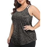 FOREYOND Plus Size Workout Tank Tops Loose fit Racerback Sleeveless Shirts Gym Running Yoga Clothes for Women