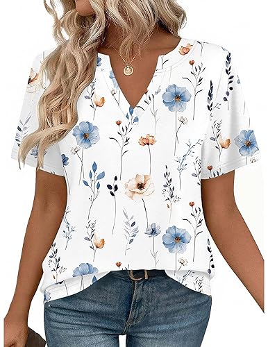 Zeagoo Womens Tops Short Sleeve V Neck Tee Shirts Cute Dressy Casual Clothing Business Work Blouse