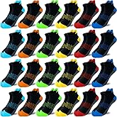 Tsmollyu Boy Socks 24 Pairs Half Cushioned Low Cut Sock Ankle Athletic Sports Sock For Little Big Kids Age 3-14