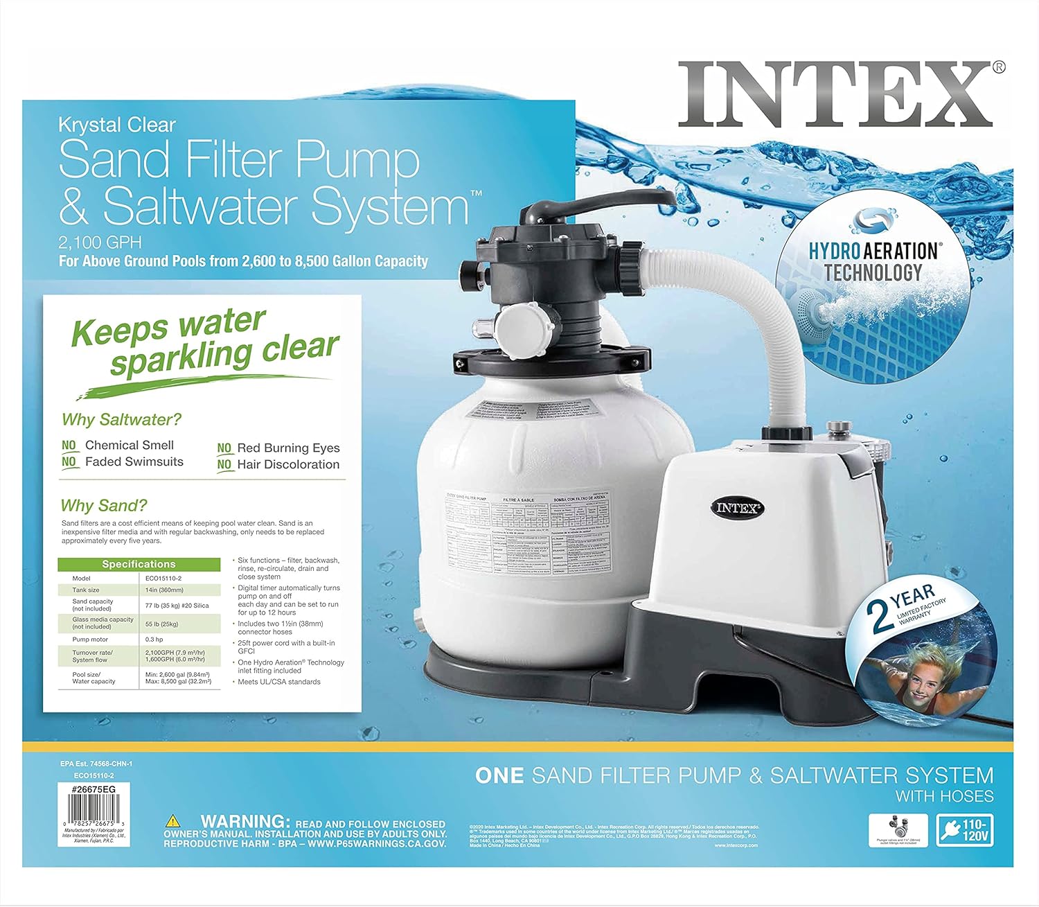 Amazon Com Intex Recreational 1v Sand Filter Pump Saltwater System Cg Grey Toys Games