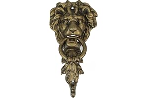 Zeckos 10 Inch High Bronze Finish Cast Iron Lion Head Vintage Style Door Knocker - Easy to Install - A Classic Elegant Statement Piece for Your Front Entryway