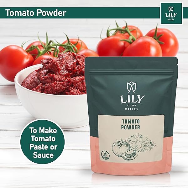LILY OF THE VALLEY TOMATO POWDER – SOLANUM LYCOPERSICUM – IDEAL FOR COOKING – VEGAN & GLUTEN-FREE – PACKED IN RESEALABLE POUCH (16OZ, 453G)- PACKAGE MAY VARY