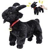 Frankiezhou Home Screaming Standing Black Goat with Bell Plush Animal Toy 10in, Realistic Screaming Goat Plush Toy, Cute and Funny Black Goat Animal Plushies Model Gift Collection for Kids