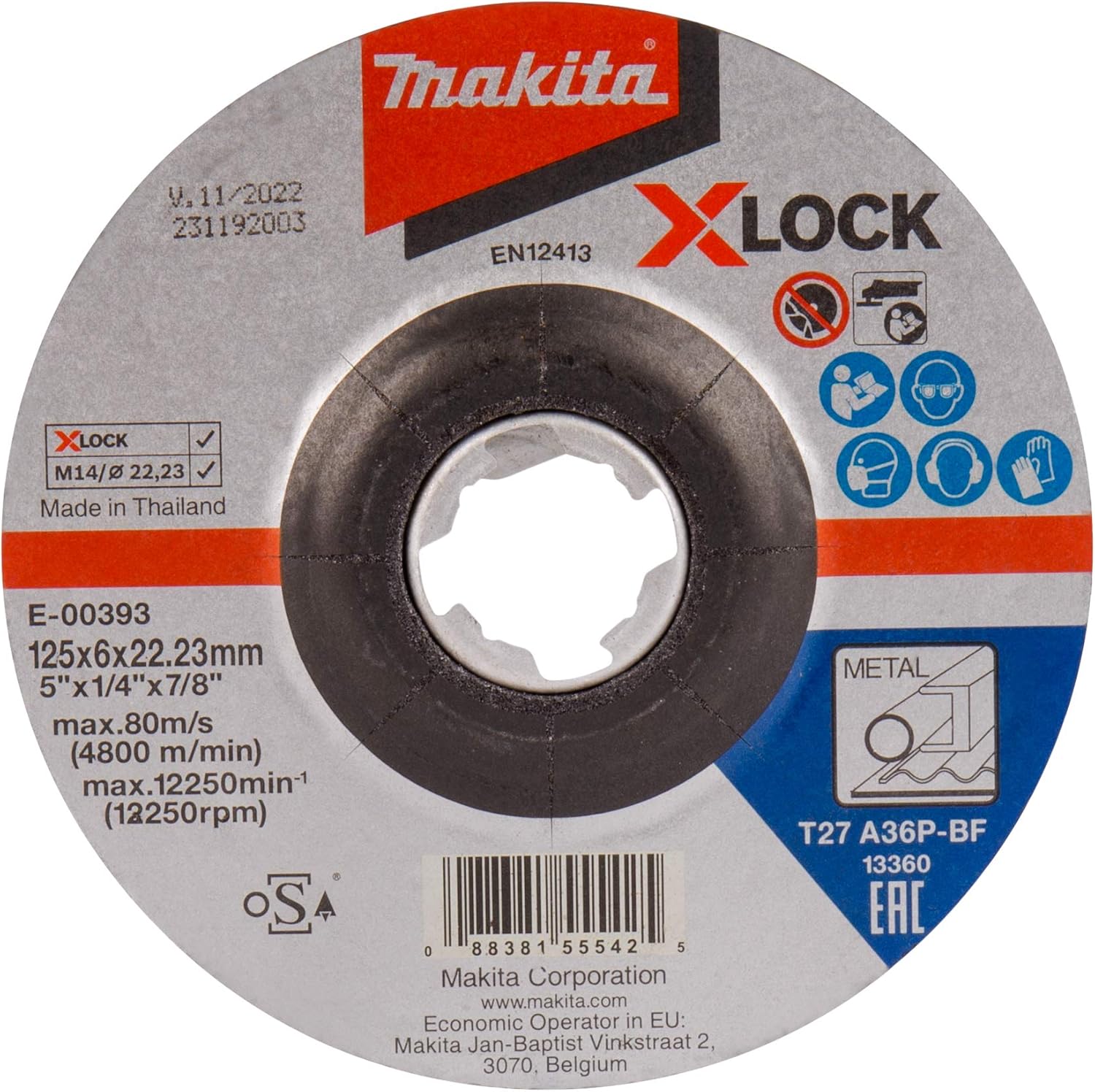 Makita E00393 Grinding Wheel, Black, 60 x 450 mm Home