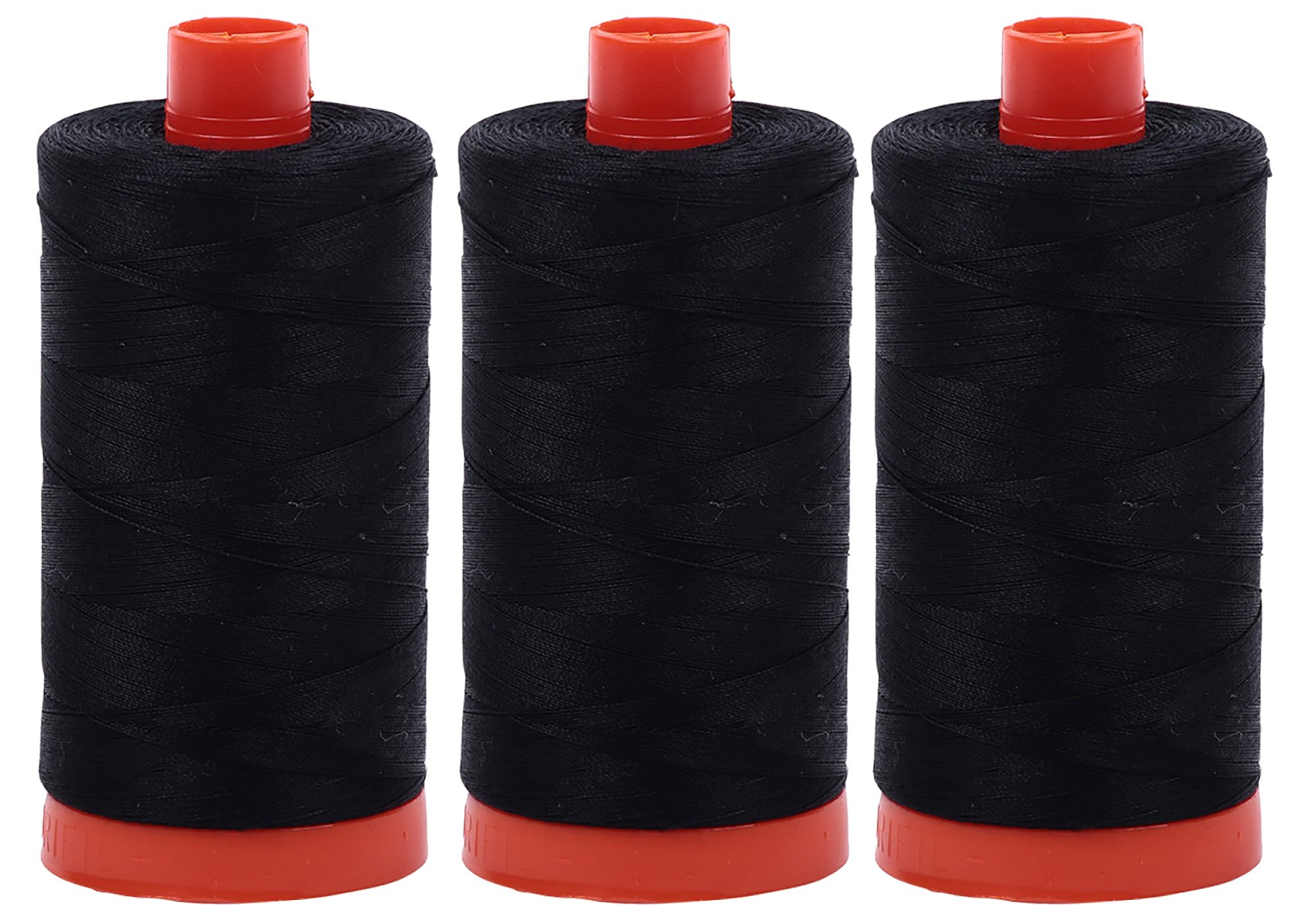 3-PACK - Aurifil 50WT - Black, Solid - Mako Cotton Thread - 1422Yds EACH