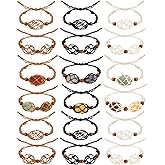 Taiyin 18pcs Charms Empty Crystal Bracelet Holder, Adjustable Netted Cord for DIY Making, 3 Colors (Black, White, Brown)