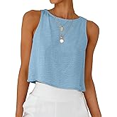 ANRABESS Women Crop Tank Tops High Neck Sleeveless Linen Shirts 2026 Summer Outfits Casual Blouse Beach Vacation Clothes