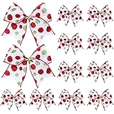 Jetec 12 Pcs Red Green Christmas Bows Decoration 6 Inch Large Christmas Wreaths Bows Xmas Tree Dot Ribbons Ornaments for Garland Wedding Party(Red and White,Dot Pattern)