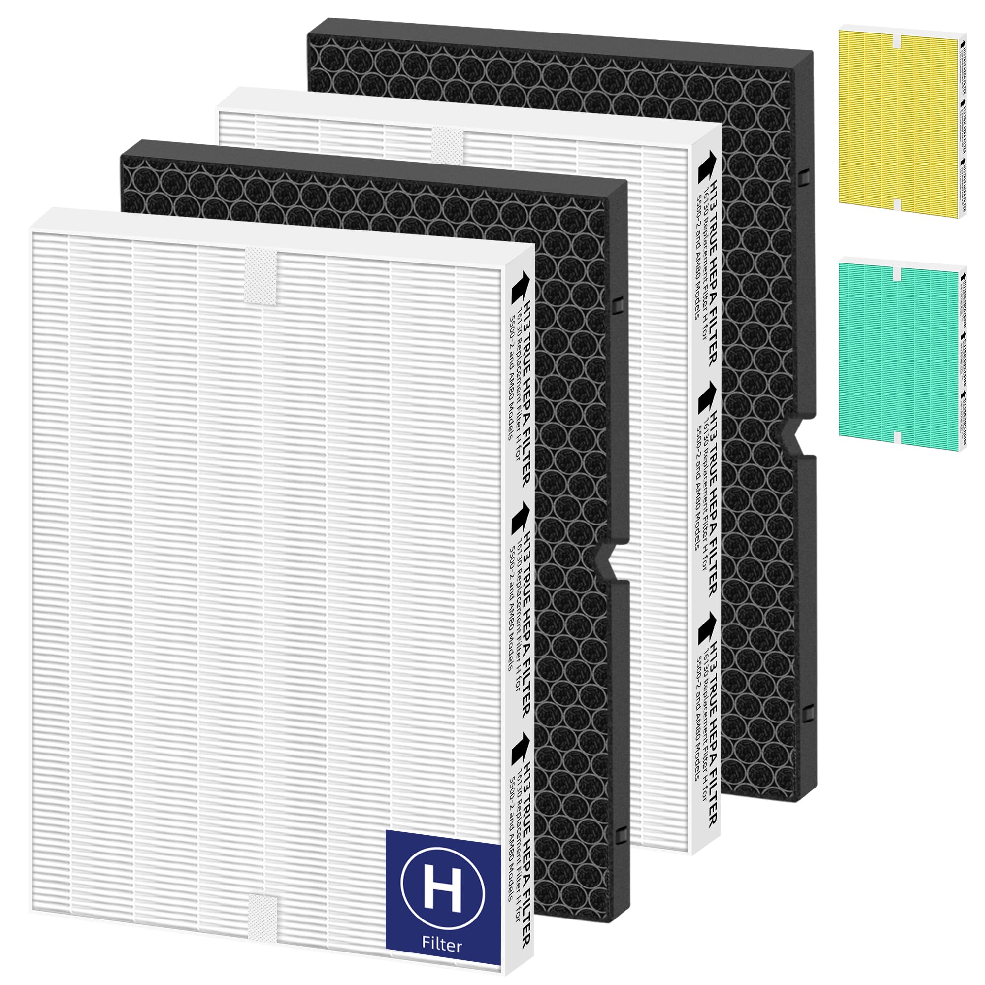 Photo 1 of 116130 HEPA Replacement Filter H for Winix 5500-2 Am80 Plasmawave Air Purifier,H13 True HEPA High-Efficiency Activated Carbon Filter,2 Combo Set