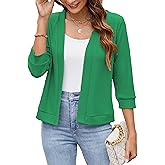 Hount Womens 3/4 Sleeve Cropped Cardigans Lightweight Casual Open Front Bolero Shrugs Sweaters