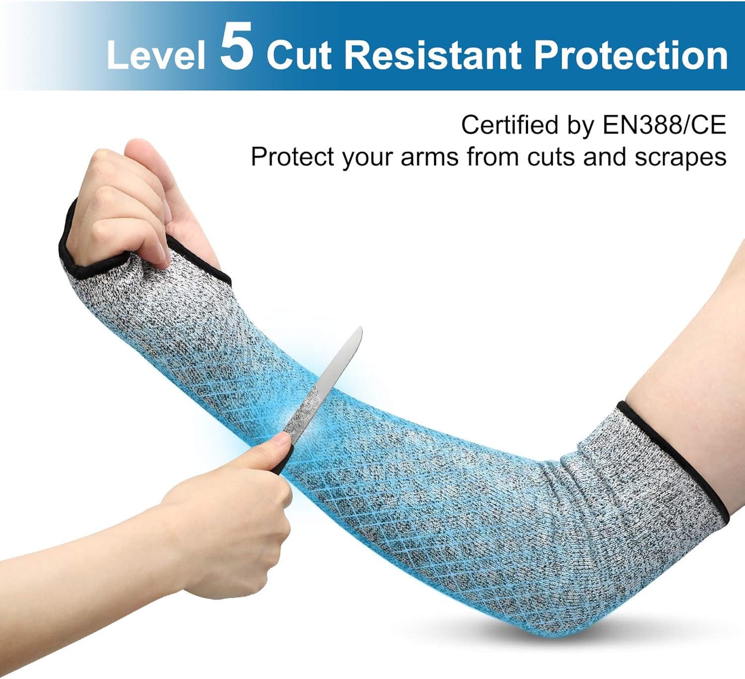 2 Pairs Arm Protection Sleeves 18 Inch Level 5 Cut Resistant Sleeves Protectors for Men Women(Gray, Black): Clothing