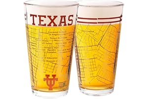 Greenline Goods University of Texas Pint Beer Glasses Set of 2 - Full Color Longhorns Logo & Campus Map – Texas Longhorns Gift Idea for College Grads & Alumni - College Glassware