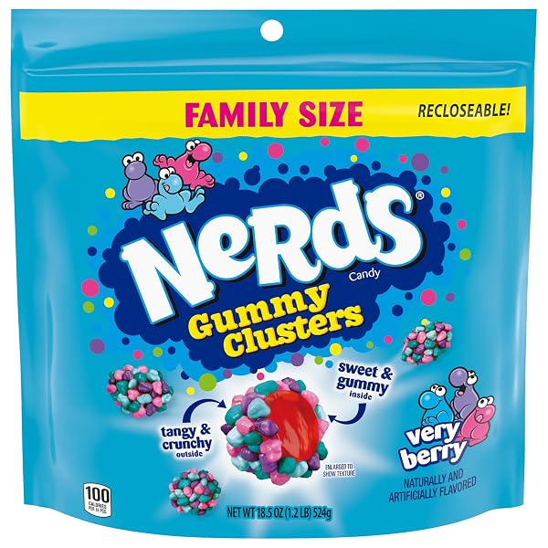 NERDS GUMMY CLUSTERS CANDY, VERY BERRY, CRUNCHY AND GUMMY, 18.5 OZ