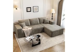 SETTAB 107.5" Cloud Modular Sectional Sofa Couch with L-Shape Chaise,Modern Minimalist Upholstered Couches for Living Room Bedroom,Deep Seat Corner Couch，No Assembly Required (Camel,Right Facing Chaise)