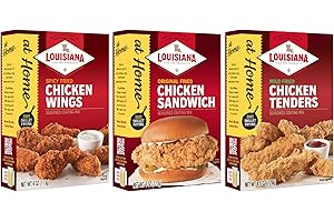 LOUISIANA FISH FRY PRODUCTS Louisiana Fish Fry At Home Chicken Seasoned Coating Mix Variety Pack - Make Your Fast Food Favorites At Home - Authentic Cajun Flavor for Crispy and Flavorful Fried Chicken Wings, Sandwiches, and Tenders - (One Box of Each)