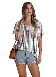 Womens T Shirts Dressy Casual Tie-Dye Fashion