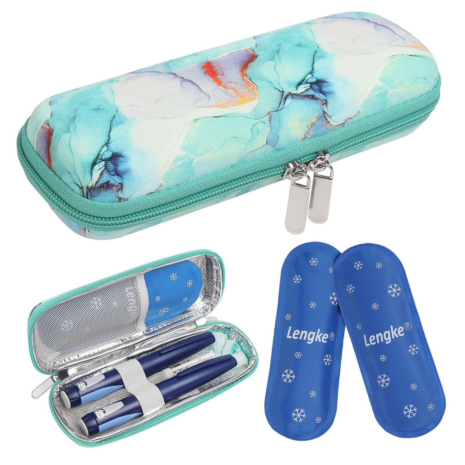 BOMKEE Insulin Cooler Travel Case, Diabetic Insulin Pen Case Portable Insulin Cooling Bag Carrying Organizer for Insulin Pens Supplies with 2 Ice Pack
