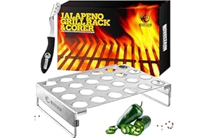 MOUNTAIN GRILLERS Jalapeno Popper Holder for Grill with Corer - Large 24 Hole Pepper Rack and Tray with Core Tool - Perfect Popper Griller & Cooker - Dishwasher & Oven Safe pepper corer tool
