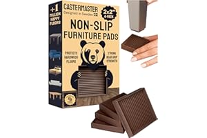 CasterMaster Non Slip Furniture Pads - 2 in x 2 in Brown 4 Pack - Chair Leg Floor Protectors & Furniture Sliders for Hardwood, Vinyl & Tile Floors - Bed Stoppers