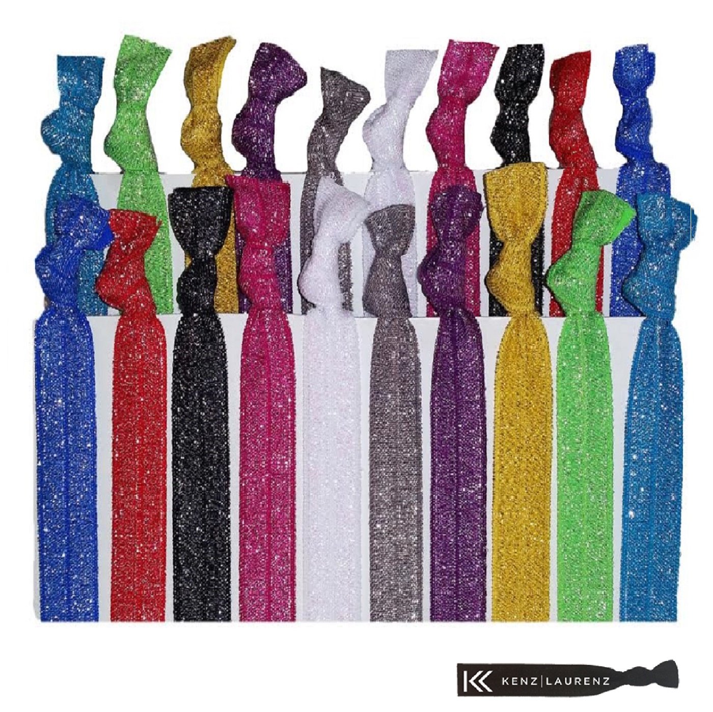4 Glitter Hair Ties, Ombre Sparkle By Lucky Girl Hair Ties