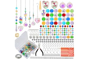 Worgree 460pcs DIY Suncatcher Making Kits for Adults Crystal Sun Catcher Arts and Crafts Supplies Set with Colorful Crystals Beads Rainbow Maker Prism for Windows Hanging Indoor Outdoor Garden Decor