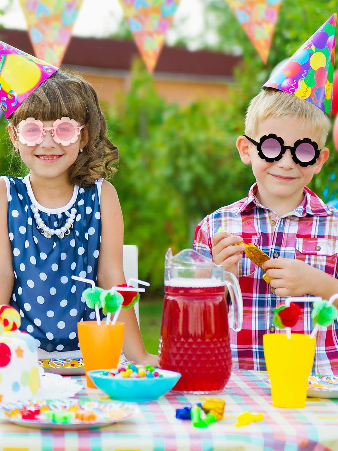 5 Pairs Kids Sunglasses Cute Round Sunglasses Flower Shaped Glasses Children Girl Boy Gifts - Image 4