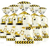 50 Pack Construction Party Favor Bags - Construction Theme Treat Bags, Truck Themed Cello Cellophane Gift Candy Goodie Bag with Gold Twist Ties for Kids Construction Birthday Party Supplies Favors