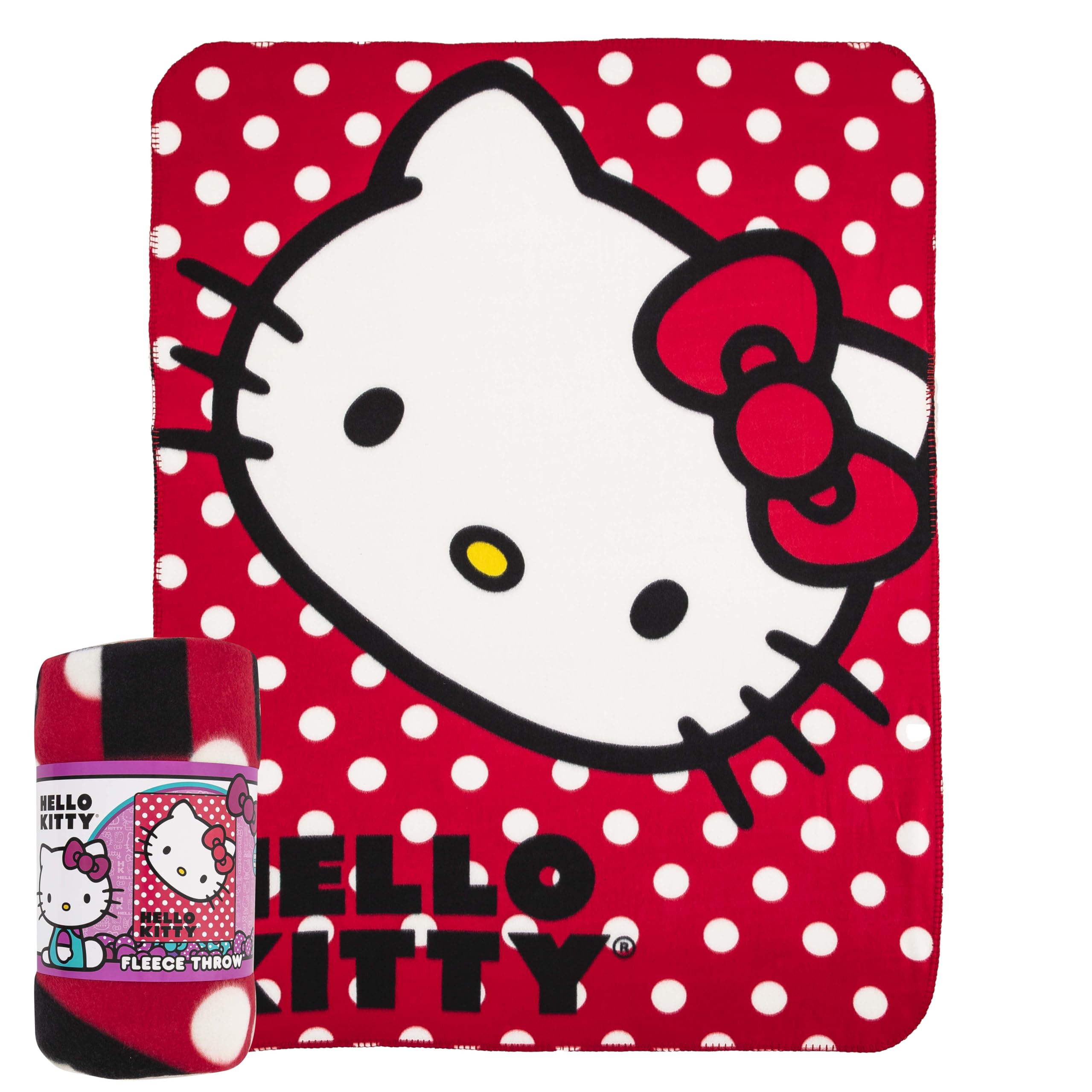 Northwest Nickelodeon SANRIO Hello Kitty, Polka Dot Kitty Fleece Throw Blanket, 45" x 60", Multi Color