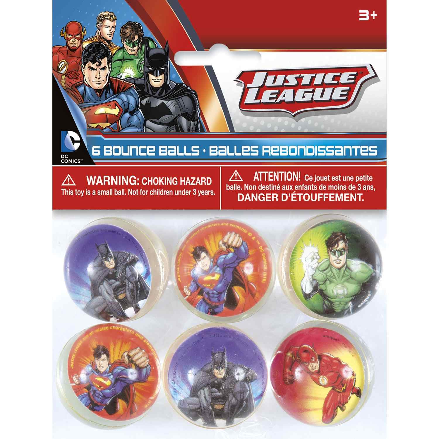 Justice League Multicolor Bounce Balls - Pack of 6 (4 Assorted Designs) - High Bouncing Balls for Kids & Fun Parties