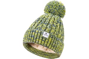 HAITHO Kids Toddler Winter Hat with Pom Pom, 2 Size Kids Beanie Hats for Girls Boys, Cute Warm Fleece Lined Knit Beanies Cap