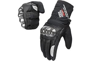 ISSYAUTO KEMIMOTO Motorcycle Winter Gloves Men Gauntlet Touch Screen Gloves Riding Windproof Water Resistant Carbon Fiber Women Warm Enduro Mitts ATV UTV Scooter Snowmobile Black XL