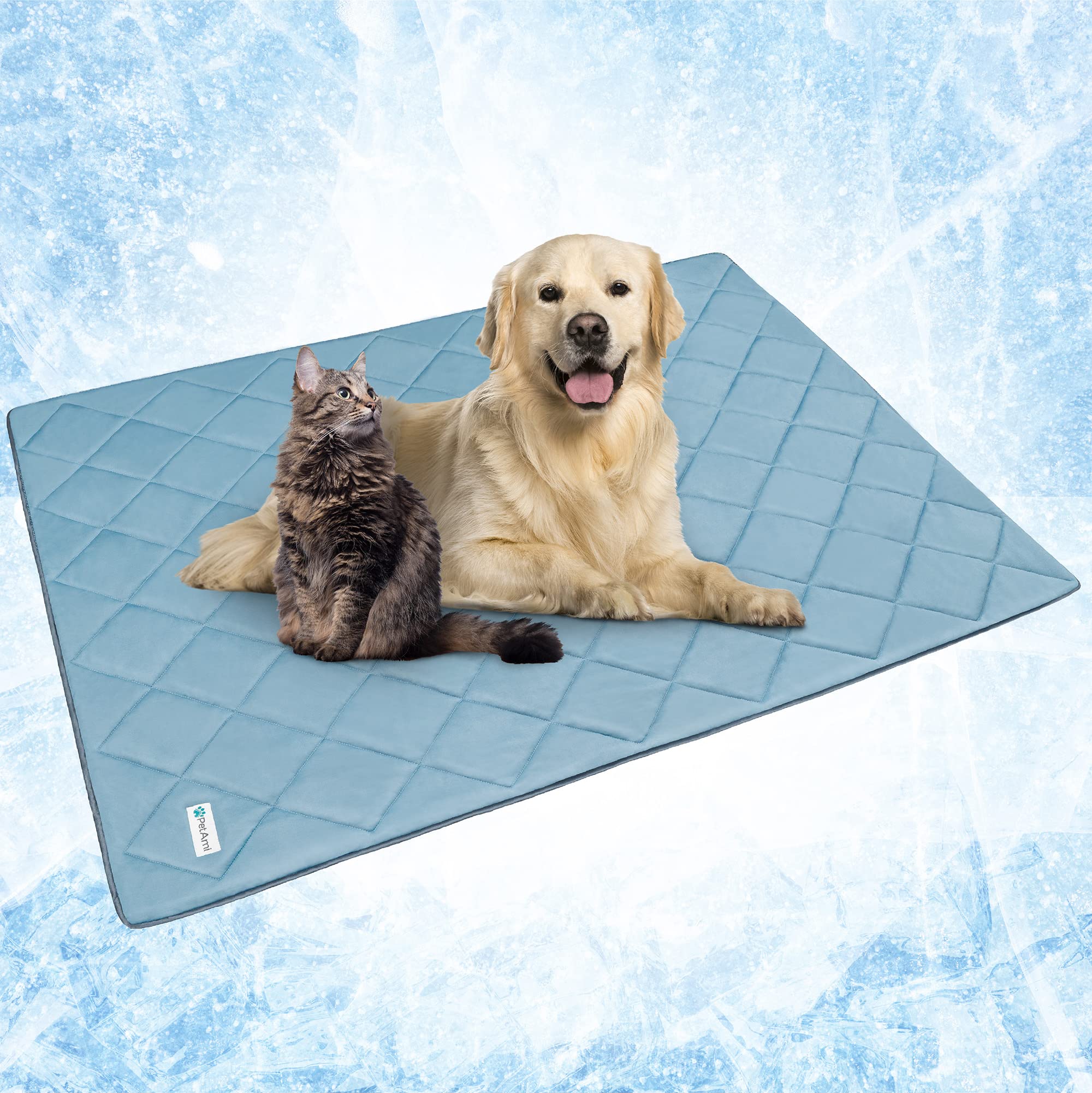 Photo 1 of PetAmi Premium Cooling Dog Blanket | Lightweight Fluffy Pet Throw Blanket Bed Cover for Dogs, Cat, Puppies | Pet Blanket Furniture Protector Couch Sofa | Reversible Fuzzy Cozy | 60x80, Dusty Blue