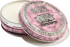 REUZEL Pink Grease Pomade, Strong All Day Hold, Oil-Based Styling Wax, Medium Shine, Easy To Wash Out, For All Hair Types