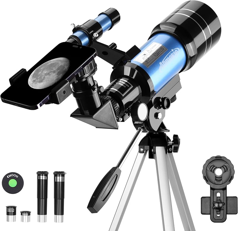 AOMEKIE 70mm Refractor Telescope 150X with Tripod Moon Filter Smartphone Adapter