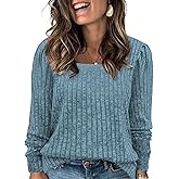 VISLILY Womens-Plus-Size-Tops Square Neck Long Sleeve Shirts Fall Casual Pullover Tunics XL-5XL