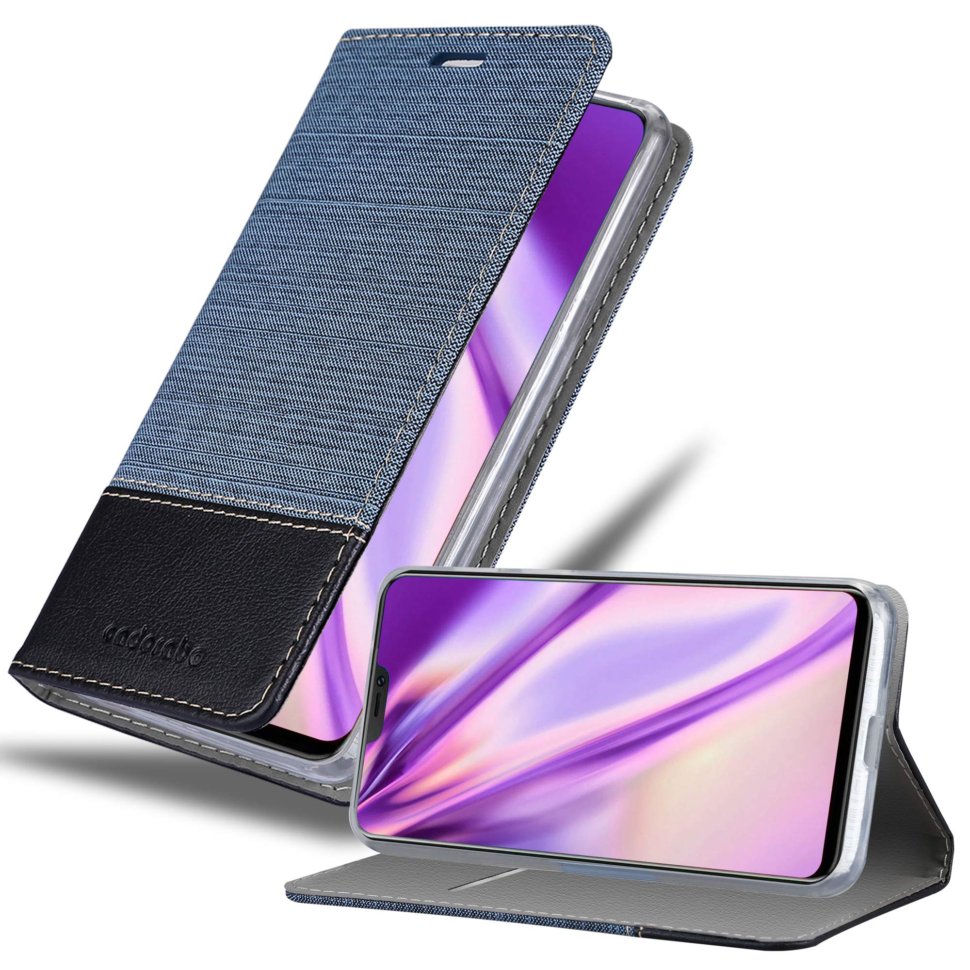 cadorabo Book Case works with Vivo X21 in DARK BLUE BLACK - with Magnetic Closure, Stand Function and Card Slot - Wallet Etui Cover Pouch PU Leather Flip