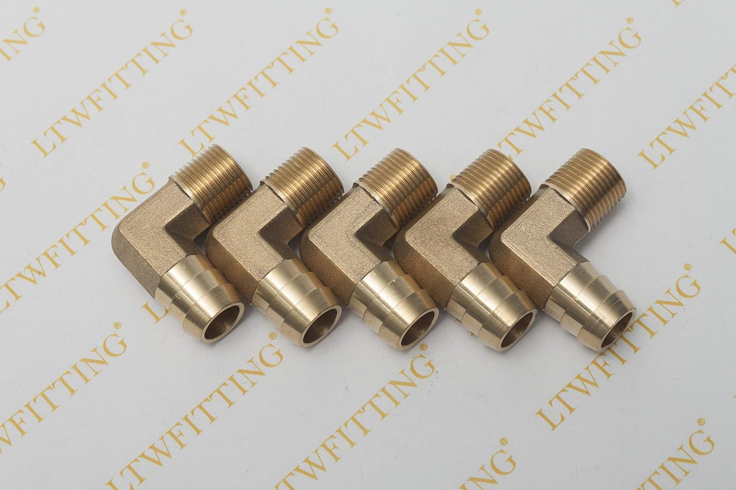 LTWFITTING 90 Deg Elbow Brass Barb Fitting 3/8-Inch Male BSPT x 16mm ID Hose(Pack of 5), 16mm ID Hose x 3/8" Male BSPT - Image 3