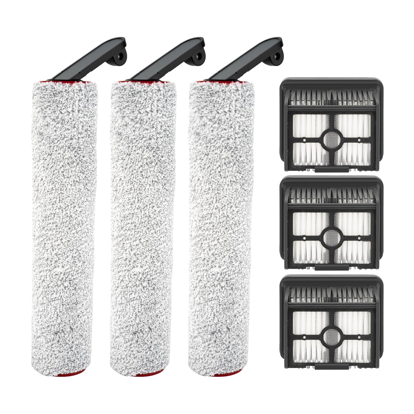 Photo 1 of (6 Pack) H12 Pro Replacement Brush Rollers and HEPA Filters Compatible with Dreame H12 Pro/ H12 Dual Cordless Wet and Dry Vacuum Cleaner, 3 Brush Rollers, 3 HEPA Filters, Accessories Kit