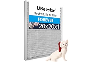 UBeesize 20x20x1 Reusable Air Filter - Washable, MERV 8,Permanent, Electrostatic - Lasts a Lifetime - Enjoy Fresher Air in Home and Office HVAC AC Furnace Systems (Actual Size: 19.75x19.75x0.8 Inch)