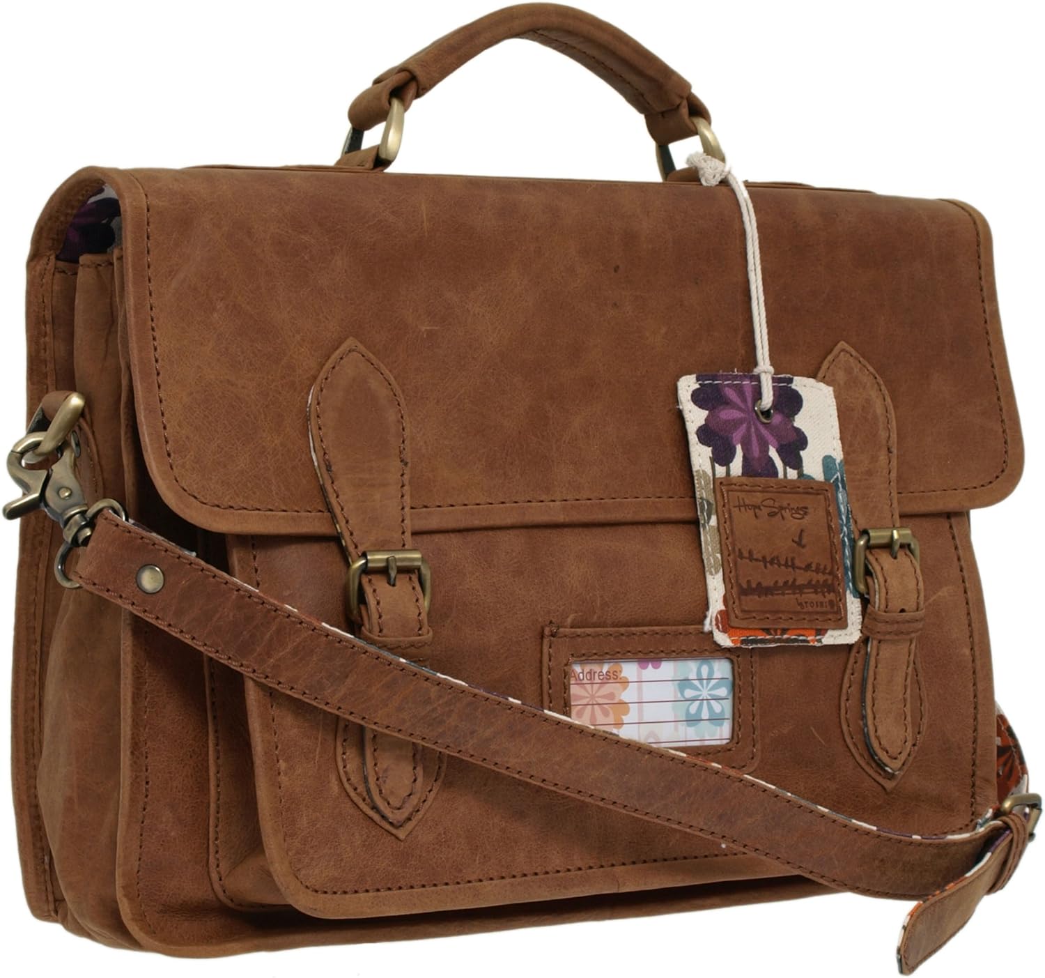 Yoshi Lichfield Hope Spring Leather Sedgwick Satchel Shoulder Bag Tan
