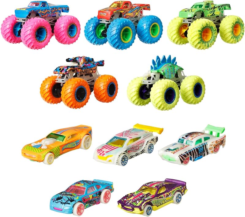 Monster Trucks Coffret 10 Véhicules Phosphorescents