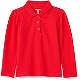 Amazon Essentials Girls and Toddlers' Uniform Pique Long Sleeve Polo Shirt