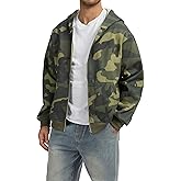 Anoumcy Camo Zip up Hoodie Men Full-Zip Fleece Hoodies Oversized Hooded Sweatshirts Maple Leaf Print Long Sleeve Sweatshirt