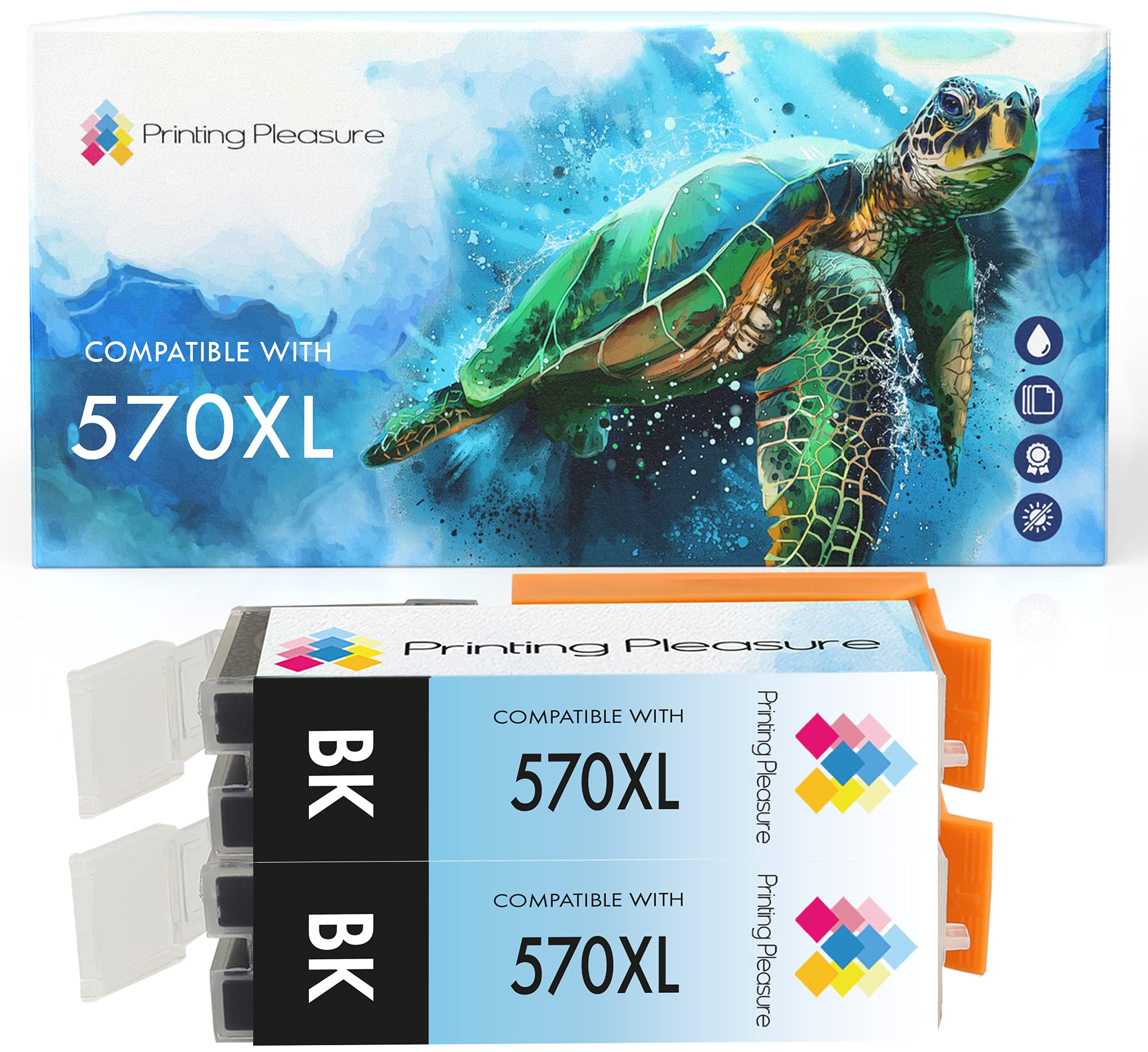 2 XL Compatible PGI-570PGBK XL Ink Cartridges for Pixma MG5750 MG5751 MG5752 MG5753 MG6850 MG6851 MG6852 MG6853 MG7750 MG7751 TS5050 TS5051 TS5053 TS6050 TS6051 TS6052 - Black, High Capacity
