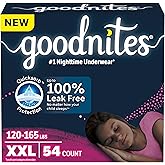 Goodnites Girls' Nighttime Underwear, Size XXL (120-165 lbs), 54 Ct, Packaging May Vary