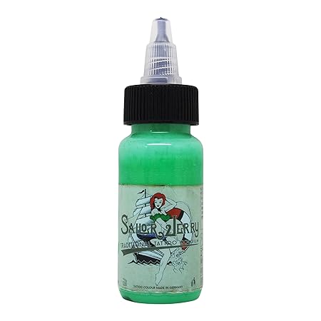 Sailor Jerry Tattoofarbe Minzgrün 30 ml. Made in GERMANY! Mit Zertifikat! Tätowierfarbe, Tattoo Ink, Vertrieb durch HAN-SEN G