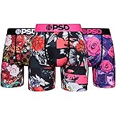 PSD Underwear Mens Boxer Briefs - Floral Print, Standard Length Packs and Singles, Soft & Breathable Boxer Briefs for Men